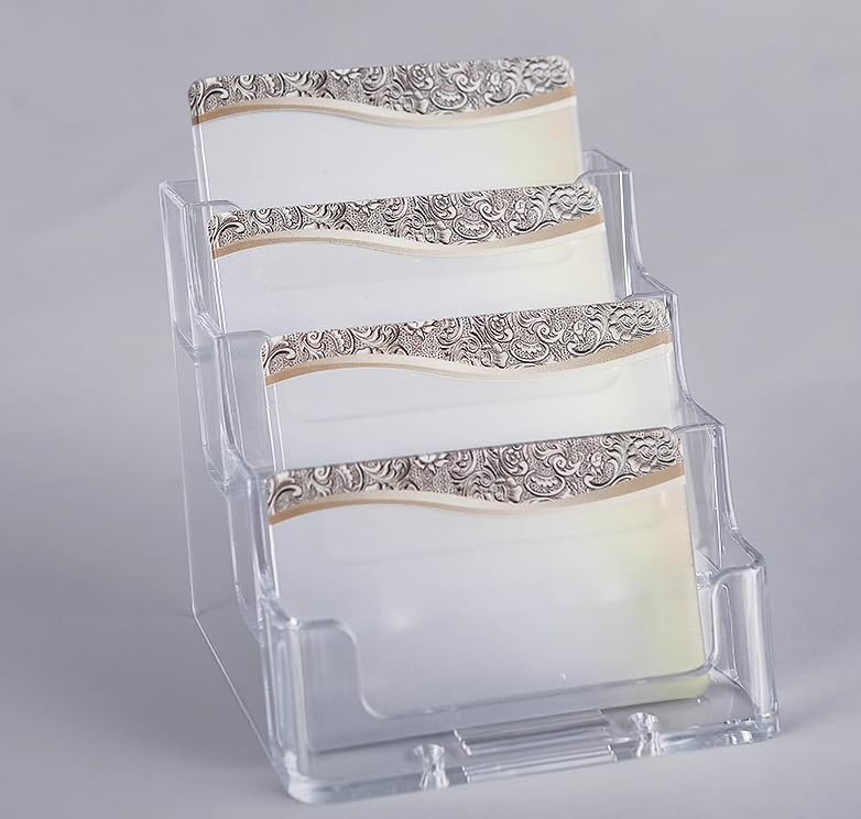 DNHCLL 1 Pack Clear Business Card Holder 3 Tiers Plastic Card Stand Organizer Card Holder Display for Home Office, Desktop, and Counter, 180 Cards Capacity - Image 3